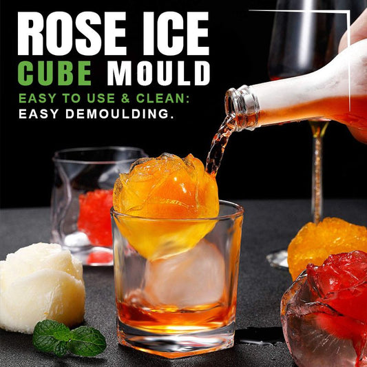 Large Rose Ice Cube Mould – Food Grade Silicone, 4-Cavity & Sealed Lid – Make Every Drink Art 🍸