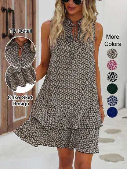⏳Limited-time 50% off⏰Women’s Geometric Print Bow Dress✨💃