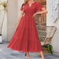 ⏳Limited-time 50% off⏰Women's Lightweight Short Sleeve V Neck Elastic Waist Dress💜👗