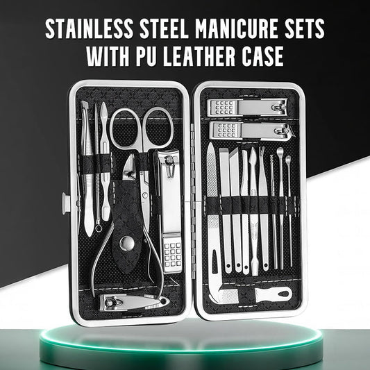 💥Christmas Sale 50% OFF💥Stainless Steel Manicure Sets with PU Leather Case