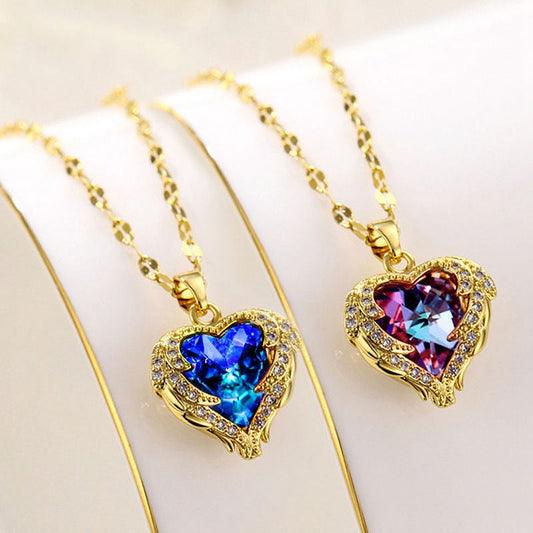 ⏳Limited-time 50% off⏰Colourful Ocean Heart Pendant Titanium Necklace💕📿
