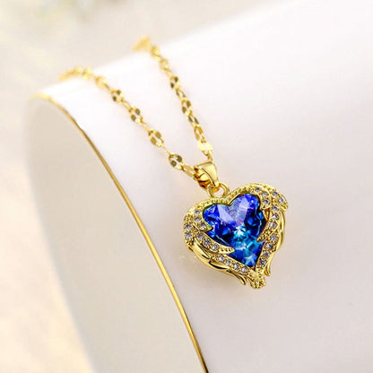 ⏳Limited-time 50% off⏰Colourful Ocean Heart Pendant Titanium Necklace💕📿