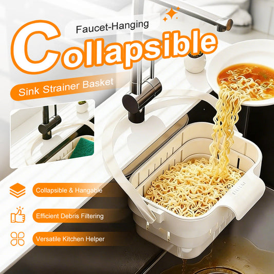 Collapsible Faucet-Hanging Sink Strainer Basket