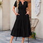 ⏳Limited-time 50% off⏰Women's Lightweight Short Sleeve V Neck Elastic Waist Dress💜👗