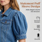 ⏳Limited-time 50% off⏰Women's Puff Short Sleeve Cropped Denim Jacket🧥
