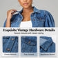 ⏳Limited-time 50% off⏰Women's Puff Short Sleeve Cropped Denim Jacket🧥