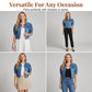 ⏳Limited-time 50% off⏰Women's Puff Short Sleeve Cropped Denim Jacket🧥