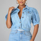 ⏳Limited-time 50% off⏰Women's Puff Short Sleeve Cropped Denim Jacket🧥