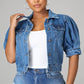 ⏳Limited-time 50% off⏰Women's Puff Short Sleeve Cropped Denim Jacket🧥