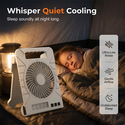🌀 50% OFF NOW! ☀️ Solar-Powered Outdoor Fan – Rechargeable, ultra-quiet & with LED light – Perfect for camping, patio or power outages – energy-saving and portable 🔋