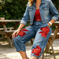 ⏳Limited-time 50% off⏰Artistic Flower Wide-Leg Jeans for Women👖
