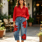 ⏳Limited-time 50% off⏰Artistic Flower Wide-Leg Jeans for Women👖