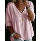 ⏳Limited-time 50% off⏰Women's Casual V-Neck Lace Trim Top👚