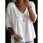 ⏳Limited-time 50% off⏰Women's Casual V-Neck Lace Trim Top👚