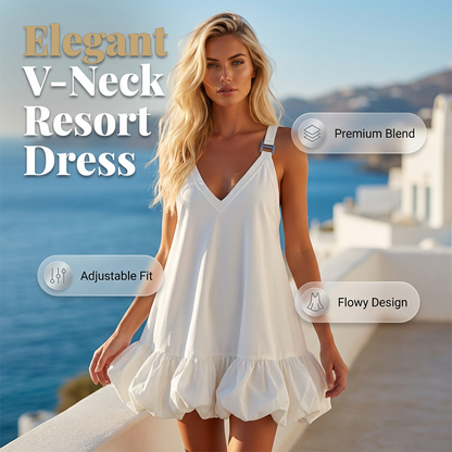 ⏳Limited-time 50% off⏰Women's V-Neck Strap Dress with Bubble Ruffle Hem👗