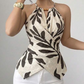 ⏳Limited-time 50% off⏰Women's Halter Neck Printed Top Sleeveless👚
