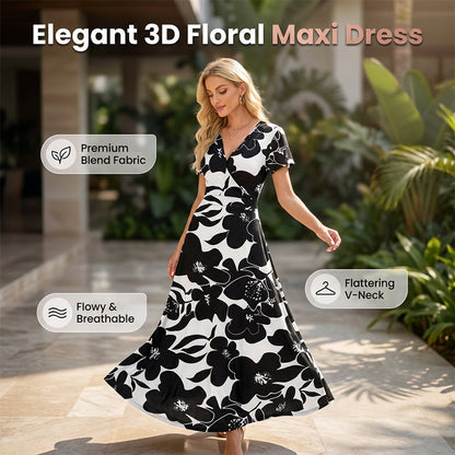 ⏳Limited-time 50% off⏰Elegant 3D Floral Maxi Dress🎀👗