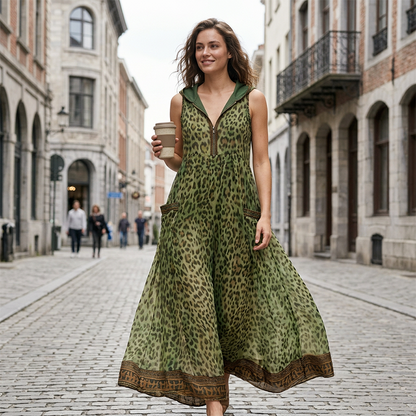⏳Limited-time 50% off⏰Women's Summer Leopard Printed Maxi Dress👒👗