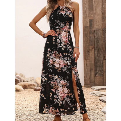⏳Limited-time 50% off⏰Floral Print Split Halter Dress👗🌺