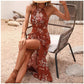 ⏳Limited-time 50% off⏰Floral Print Split Halter Dress👗🌺