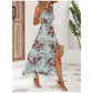 ⏳Limited-time 50% off⏰Floral Print Split Halter Dress👗🌺