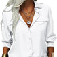 ⏳Limited-time 50% off⏰Women's Solid Lapel Long Sleeves Button-Down Shirt👔