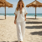 ⏳Limited-time 50% off⏰Women’s V-Neck Top and Wide Leg Pants Set👚👖