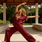 ⏳Limited-time 50% off⏰Women’s V-Neck Top and Wide Leg Pants Set👚👖