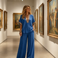 ⏳Limited-time 50% off⏰Women’s V-Neck Top and Wide Leg Pants Set👚👖