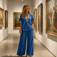 ⏳Limited-time 50% off⏰Women’s V-Neck Top and Wide Leg Pants Set👚👖
