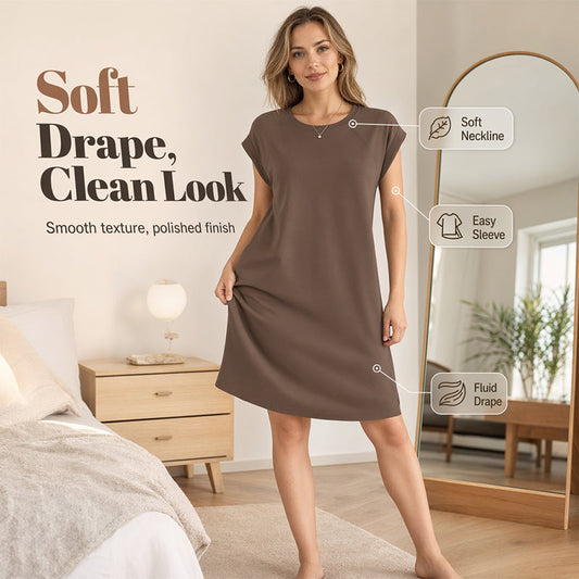 ⏳Limited-time 50% off⏰Women's Crew Neck Solid Color Dress👗
