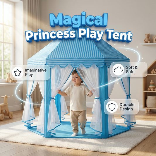 ⏳Limited-time 50% off⏰Children's Hexagonal Castle Tent with Mesh Curtains⛺🏰