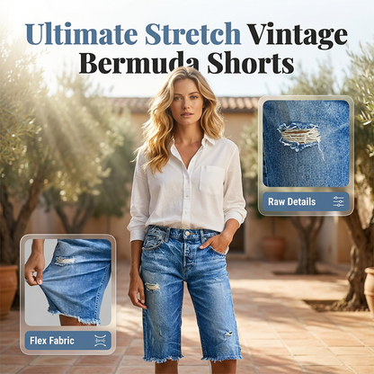 ⏳Limited-time 50% off⏰Women's Casual Distressed Denim Bermuda Shorts👖