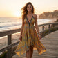 ⏳Limited-time 50% off⏰Women's Boho Deep V Halter Maxi Dress👗🌺