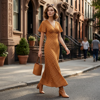 ⏳Limited-time 50% off⏰Women's V-Neck Polka Dot Maxi Dress🎀👗