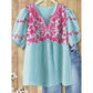 ⏳Limited-time 50% off⏰Embroidered Breezy Blouse💐👚
