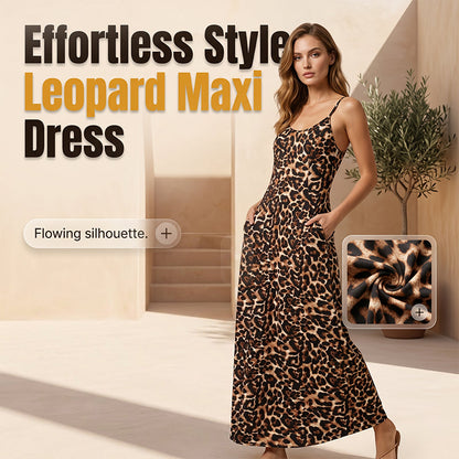 ⏳Limited-time 50% off⏰Women's Leopard Print Spaghetti Strap Maxi Dress👗