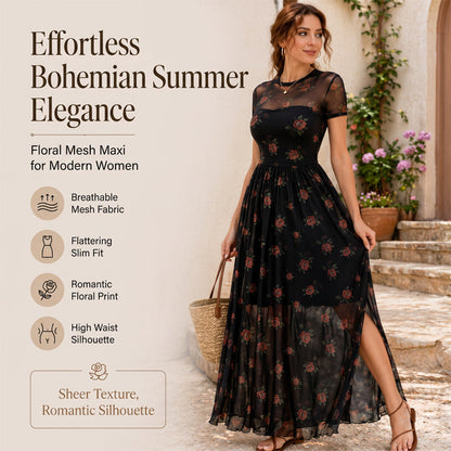 ⏳Limited-time 50% off⏰ Women's Mesh Floral Maxi Dress🌹👗
