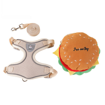 ⏳Limited-time 50% off⏰Cute Hamburger Pet Harness and Leash Set with Mini Backpack🍔🦮