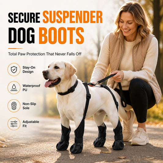 ⏳Limited-time 50% off⏰Waterproof Anti-Drop Dog Boots with Adjustable Harness Suspender🐕🛡️💦