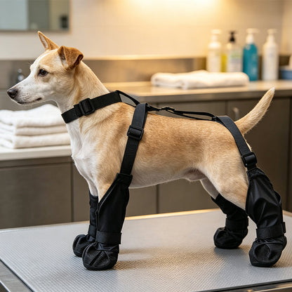 ⏳Limited-time 50% off⏰Waterproof Anti-Drop Dog Boots with Adjustable Harness Suspender🐕🛡️💦