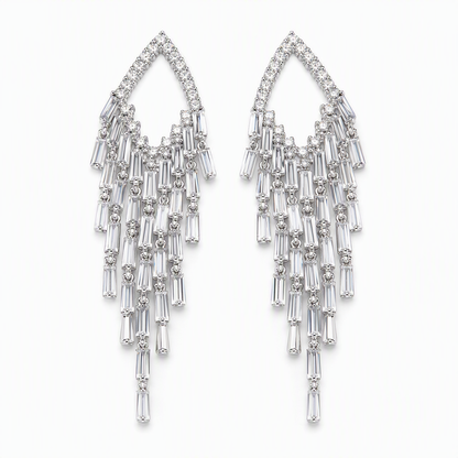 ⏳Limited-time 50% off⏰Rhombus Cubic Zirconia Tassel Drop Earrings🦚