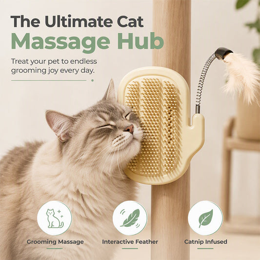 ⏳Limited-time 50% off⏰2-in-1 Pet Corner Self Groomer with Feather Wand🐈🪶