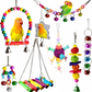 ⏳Limited-time 50% off⏰Parrot Toy Set with Swing Perch and Chewing Toys for Bird Cage Decoration and Boredom Relief🦜🪀