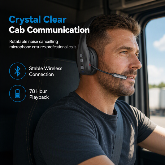 ⏳Limited-time 50% off⏰Trucker Bluetooth Headset: ENC Noise Reduction, Flexible Boom Mic, 78H Playtime, Lightweight🚚🎧