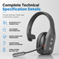 ⏳Limited-time 50% off⏰Trucker Bluetooth Headset: ENC Noise Reduction, Flexible Boom Mic, 78H Playtime, Lightweight🚚🎧