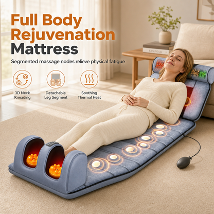 ⏳Limited-time 50% off⏰Electric Folding Massage Mattress Pad with Neck Rollers Vibration Heating and Leg Kneading for Full Body Relaxation💆