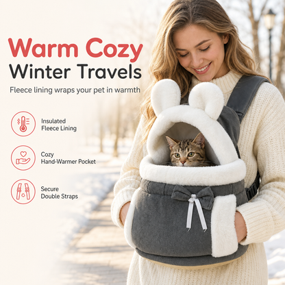 🐾 Limited-Time Offer! 🔥 Fleece-Lined Pet Carrier Backpack 🎒Keep Your Cat Cosy & Close on Chilly Autumn & Winter Adventures ✨