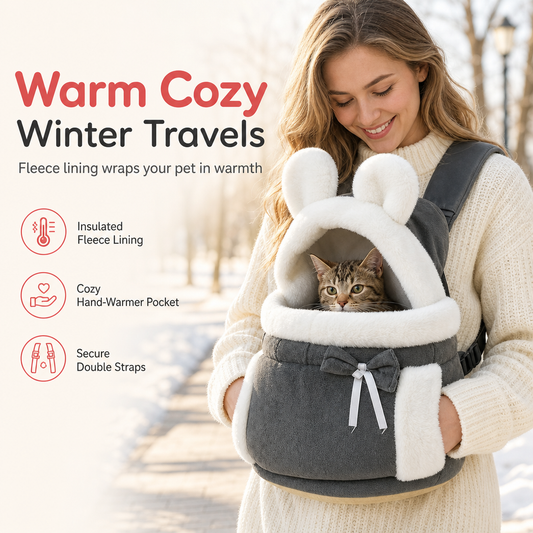 🐾 Limited-Time Offer! 🔥 Fleece-Lined Pet Carrier Backpack 🎒Keep Your Cat Cosy & Close on Chilly Autumn & Winter Adventures ✨