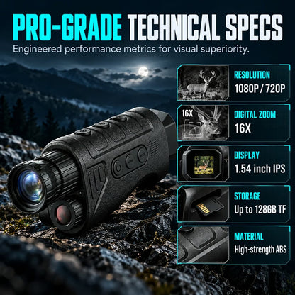 ⏳ Limited Time Discount 🔥 See In The Dark Instantly! 1080P 16X Zoom Night Vision Monocular 👁️🔭